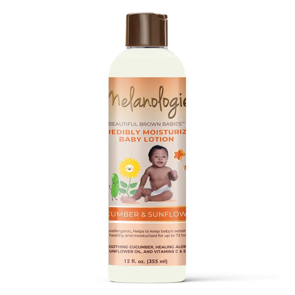 Melanologie Incredibly Moisturizing Baby Lotion, Cucumber and Sunflower, 12 Oz